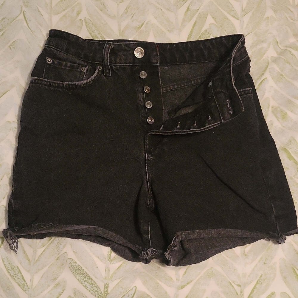 BDG Urban Outfitters Black Jean Shorts Distressed Frayed Hem